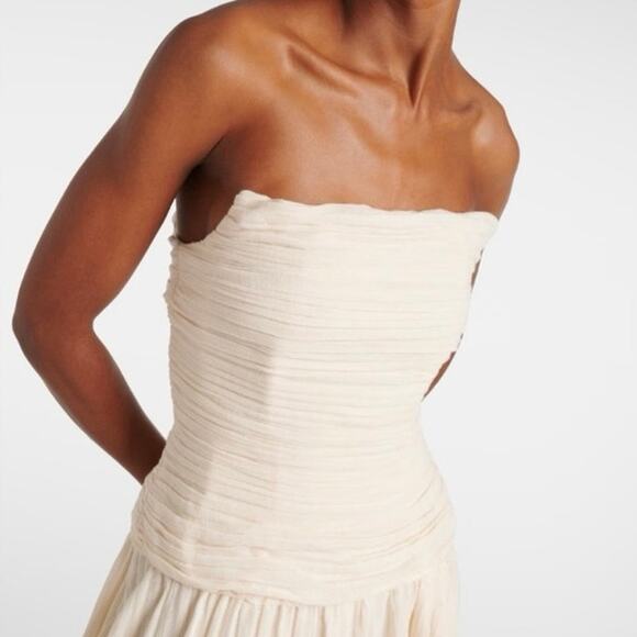 Staud Hightide Asymmetrical Strapless Maxi Dress In Cream 4 NWT - Picture 2 of 10